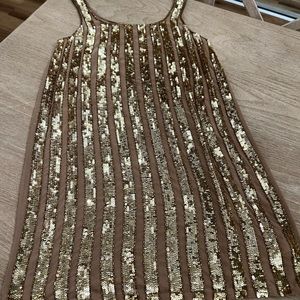 Haute hippie gold silk sequin shift dress size small